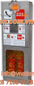 emergency cabinet / free-standing / hinged door / metal