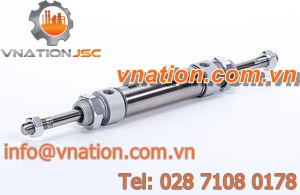 pneumatic cylinder / with through rod / double-acting / round