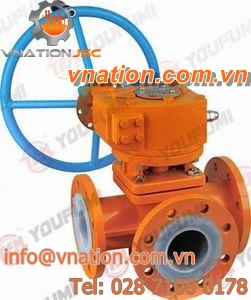 plug type valve / with handwheel / petroleum / PFA-lined