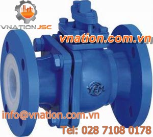 floating ball valve / pneumatic / PFA-lined / carbon steel