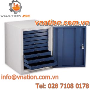 wall-mounted cabinet / with drawer / with compartments / metal