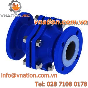 ball check valve / flange / for corrosive liquids / PTFE-lined