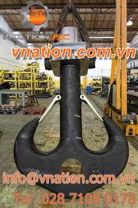 lifting hook / with eye / for cranes / with safety locking device