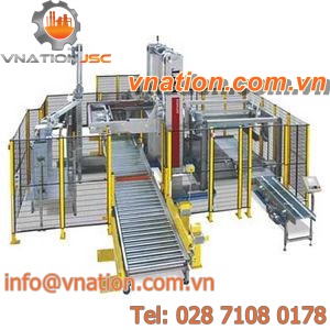 low level infeed palletizer / for boxes / package / tray