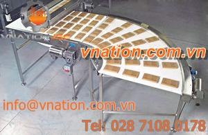 modular conveyor belt / plastic / high-resistance / curved
