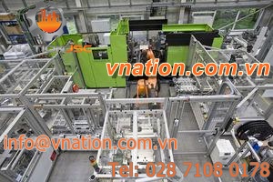 horizontal injection molding machine / hydraulic / for parts with insert