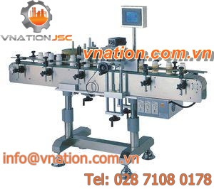automatic labelling machine / side / for self-adhesive labels / food