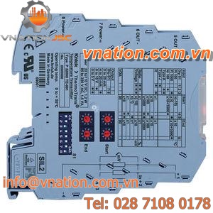 DIN rail mount temperature transmitter / 4-wire / thermocouple / 4-20 mA