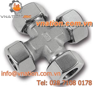 cutting ring fitting / cross / stainless steel / for tubes