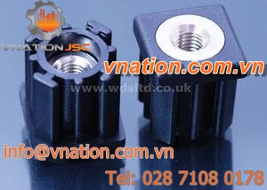 threaded insert / plastic / square / for round tube ends