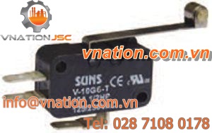 lever micro-switch / single-pole / electromechanical / miniature