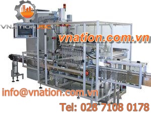 glass container filler / intermittent-motion / linear / liquid