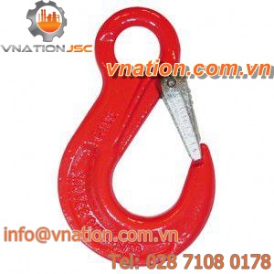 lifting hook / with eye / stainless steel / with safety latch