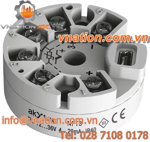 probe head-mounted temperature transmitter / thermocouple / 4-20 mA / USB