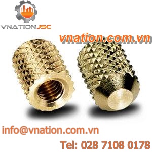 knurled insert / threaded / brass / molded-in