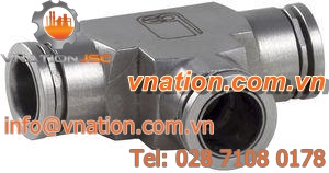push-to-connect fitting / T / stainless steel / pneumatic