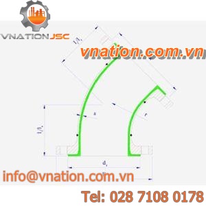 flange fitting / 45? angle / PTFE-coated
