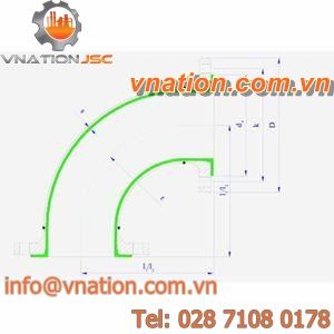 flange fitting / 90? angle / PTFE-coated