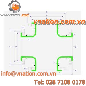 flange fitting / cross / PTFE-coated