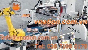 high level infeed palletizer and depalletizer / bottle-top / robotic / for the food industry