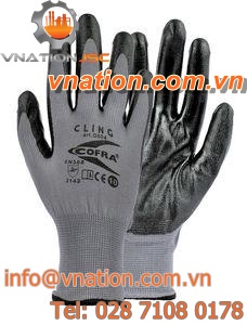 laboratory gloves / chemical protection / polyester / nitrile
