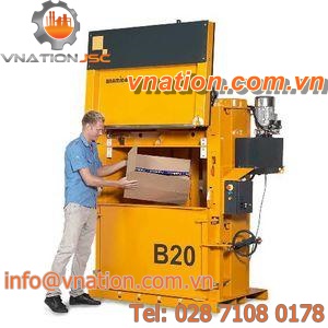vertical baling press / front-loading / for cardboard box / for plastics