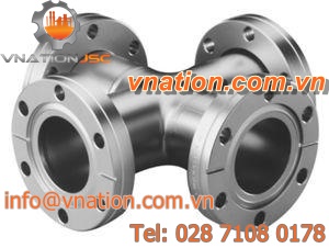 flange fitting / cross / stainless steel / vacuum