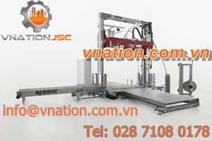 vertical strapping machine / for glass bottles / with press / automatic