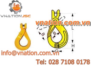 lifting hook / clevis / with safety latch / steel
