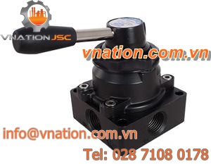 rotary pneumatic directional control valve / lever-operated / 3-way