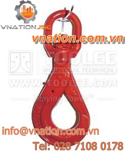 lifting hook / with swivel / with safety latch / steel