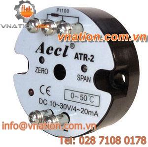 DIN rail mount temperature transmitter / RTD / 4-20 mA
