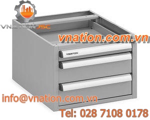 storage cabinet / under-bench / with drawer / steel