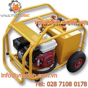 electrically-powered hydraulic power unit / gasoline engine / wheel-mounted