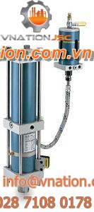 pneumatic cylinder / double-acting / with remote intensifier / compact