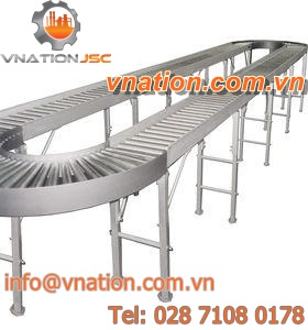 roller conveyor / for the food industry / aluminum / horizontal