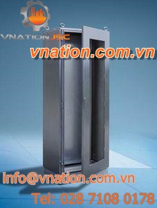 storage cabinet / free-standing / hinged door / with glazed door