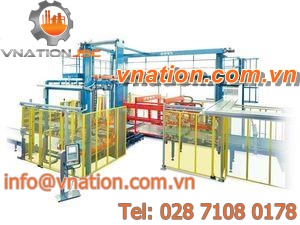 low level infeed palletizer / glass bottle / automatic