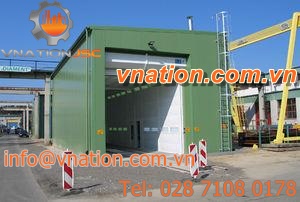 enclosed paint booth / filter / with vertical ventilation / high-volume