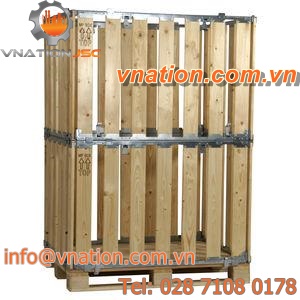 wooden pallet box / steel / storage / folding