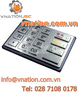 16-key keypad / panel-mount / stainless steel / vandal-proof