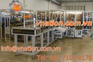 automatic assembly line / control / handling / for powder fire extinguisher valves