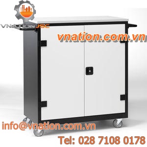 storage cabinet / data / on casters / double-door