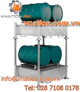 self-supporting shelving / for drums with retention tank / galvanized steel