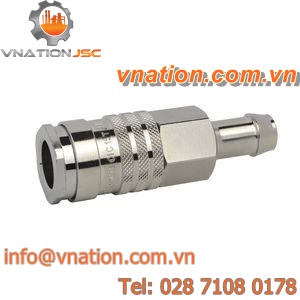 security quick coupling / straight / stainless steel / pneumatic