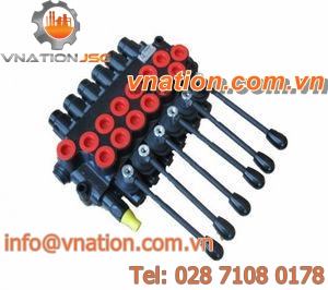 spool hydraulic directional control valve / lever-operated / 4/3-way / monobloc