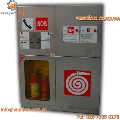 emergency cabinet / free-standing / hinged door / stainless steel