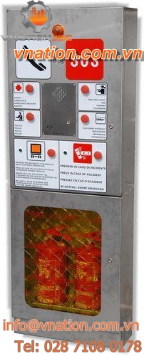 emergency cabinet / free-standing / hinged door / metal