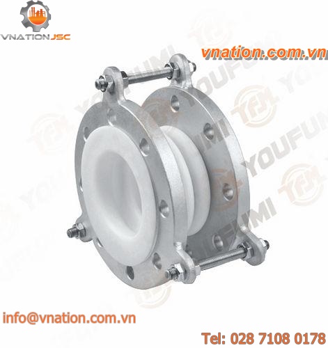 axial pipe expansion joint / PTFE / for the chemical industry