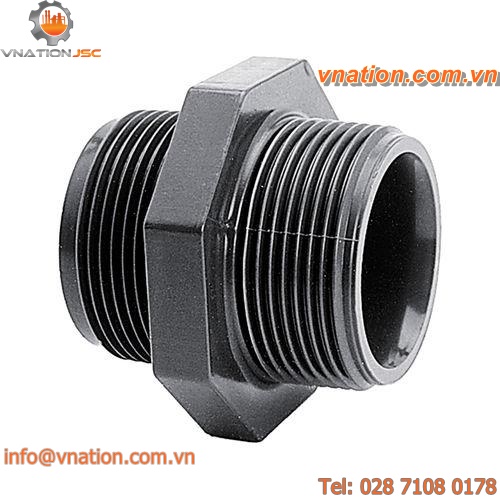 PVC nipple / hexagonal / threaded